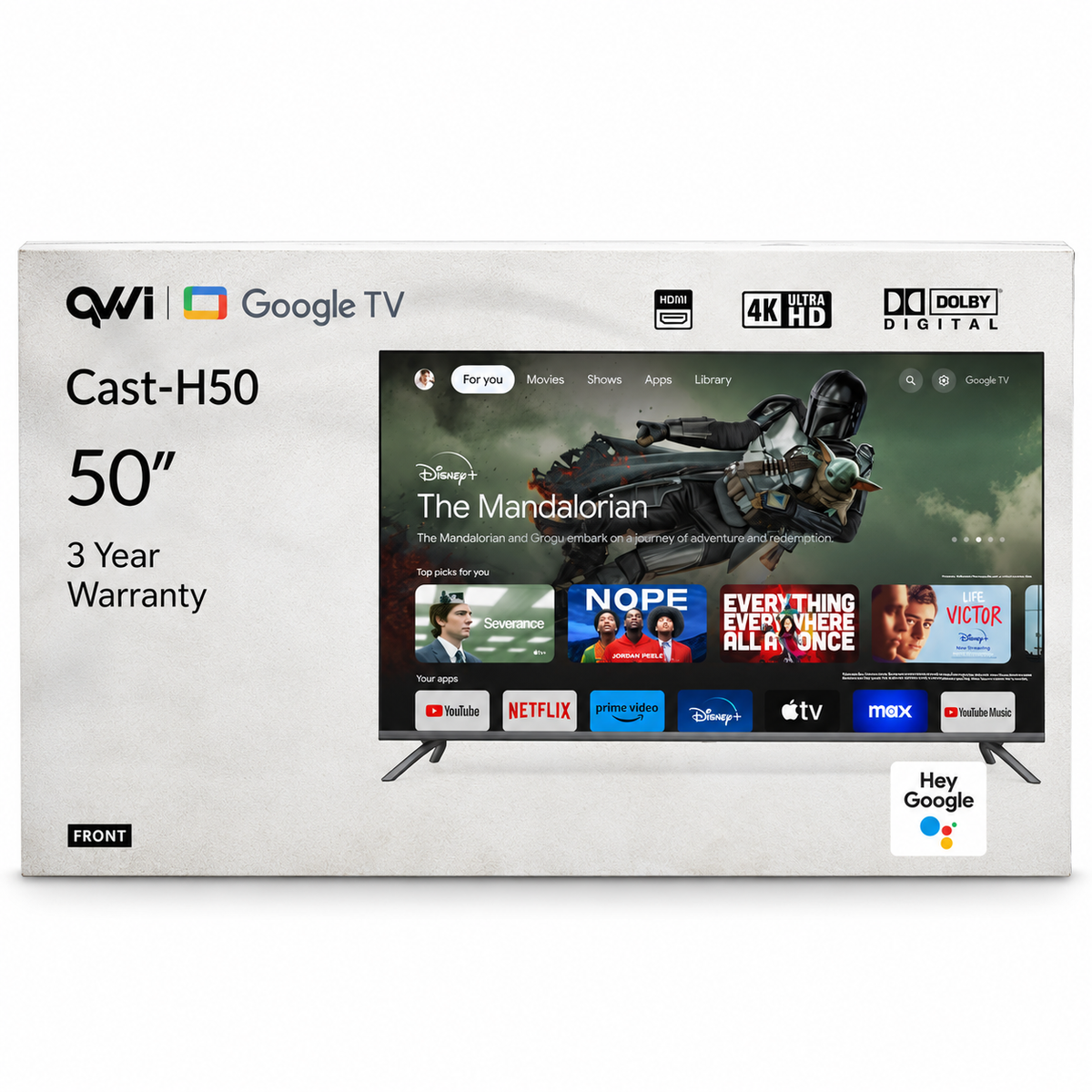 QVWi 50" 4K Smart Google TV | Cast-H50