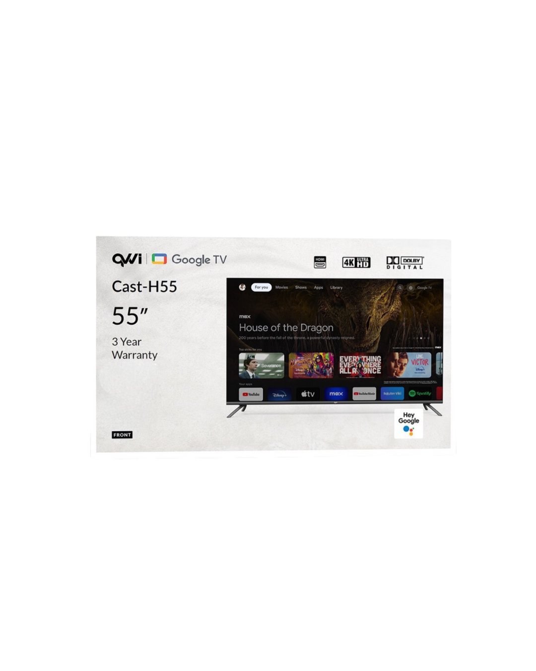 QVWi 55" 4K Smart Google TV Cast-H55